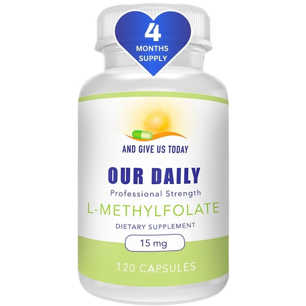 并给我们今天的DAILY L-Methylfolate 15 mg / 15,000 mcg 最大强度活性Folate, 5-MTHF, Filler Free, Gluten Free, 非GMO, Vegetarian Capsules (4个月供应量) (120)