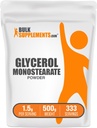 bulk Assupports.com 甘油酸单酯-甘油酸辅料,GMS 粉末-无味,食物级和Gluten Free,每服1.5g,500g(1.1磅)(包1)