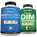 Nutrivein Premium DIM & Berberine Supplement Bundle: High-Abboxy Berberine & DIM 配以 Bioperine 的补充 - 用于激素平衡,消化规律,代谢,和整体健康