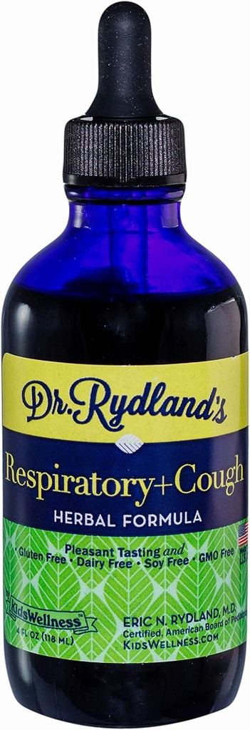 Rydland博士的草药补充品 由KidsWellness 创建 婴儿到成人的安全有效 呼吸和咳嗽 缓解慢性咳嗽、冷冻和流感症状 4 Ounce瓶