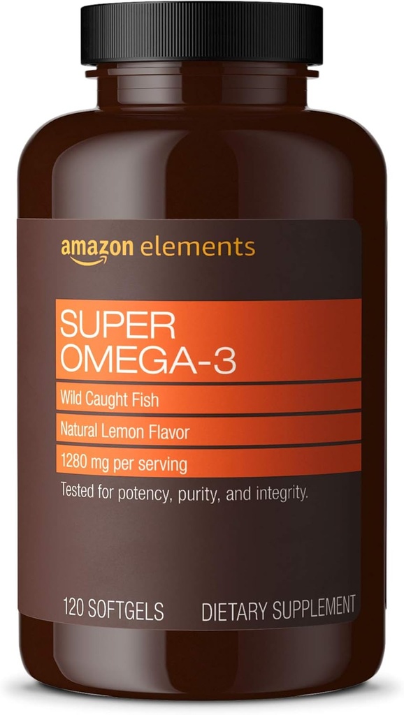 元素Super Omega-3, EPA & DHA Omega-3 脂肪酸(每服1280毫克,2软胶),天然柠檬火焰,120 Counter(包装可能不同)