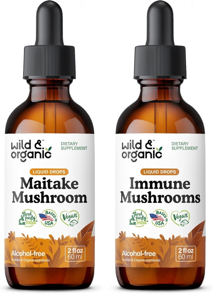 野生和有机 Maitake 蘑菇 Tincture 2 fl oz & Immune 蘑菇 Tincture 2 fl oz