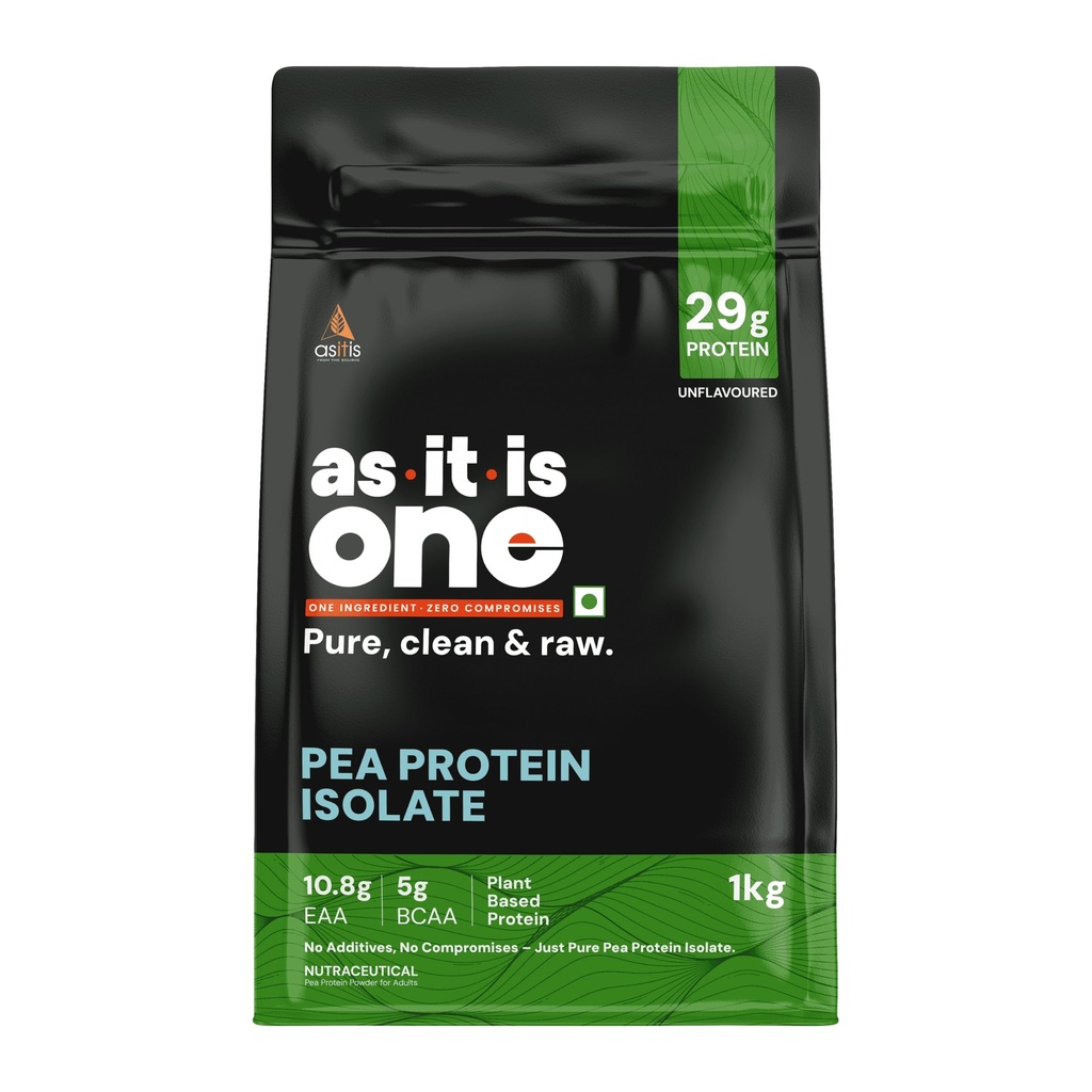 AS-IT-IS 营养 Pea 蛋白质异质素 QQ 设计用于补充食用 | Vegan 植物蛋白质 | 易摘 - Vegan & Gluten 无防腐剂 (1000 Gms/35.2 Oz)