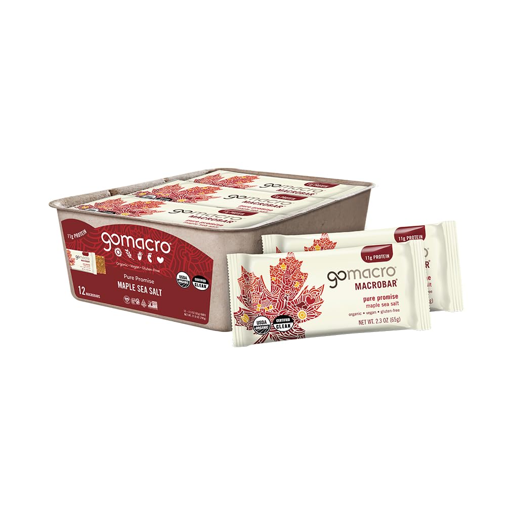 GoMacro MacroBar 有机维根蛋白棒-枫海盐(2.3 Ounce Bars, 12 Counter)