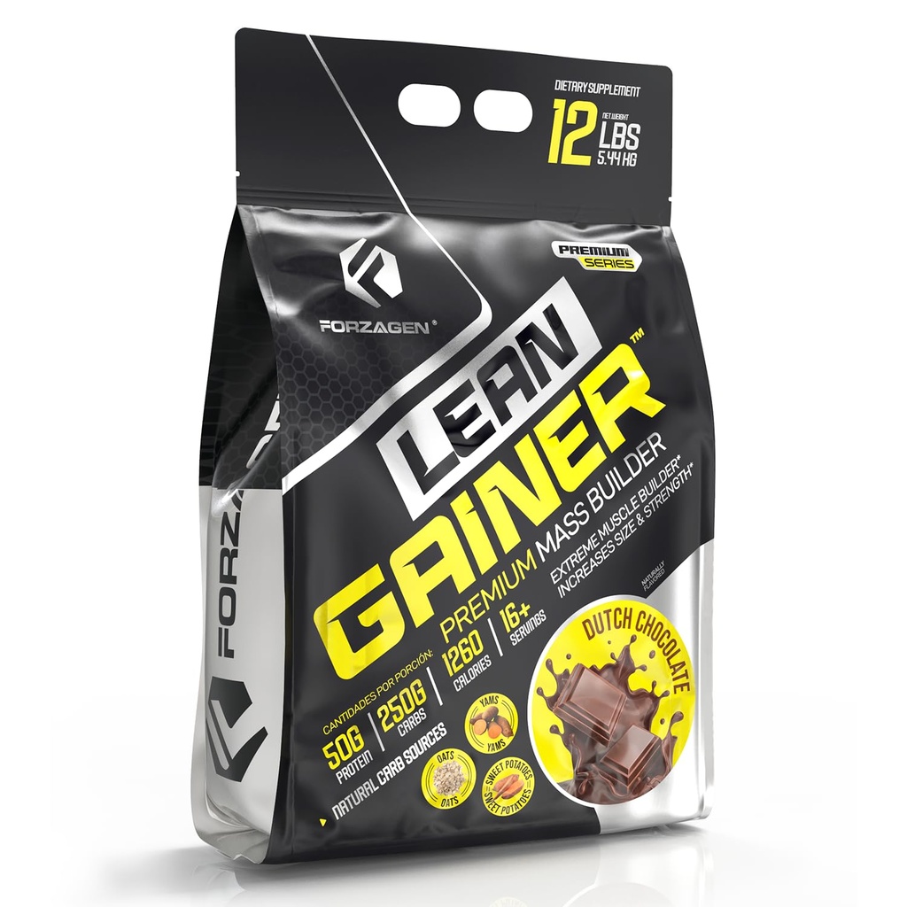 Forzagen Lean Gainer Premium Mass Builder 男、女大众Gainer 蛋白质粉 高卡路里蛋白质、重量蛋白、大块块,肌肉建筑 Supplement QQ荷兰巧克力,12磅(16+服务)