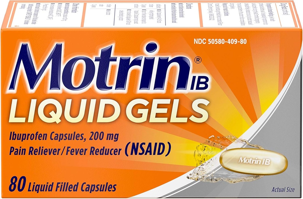 Motrin IB 200mg Ibuprofen 液态Gel 疼痛救世主/Fever 减痛剂,80厘米