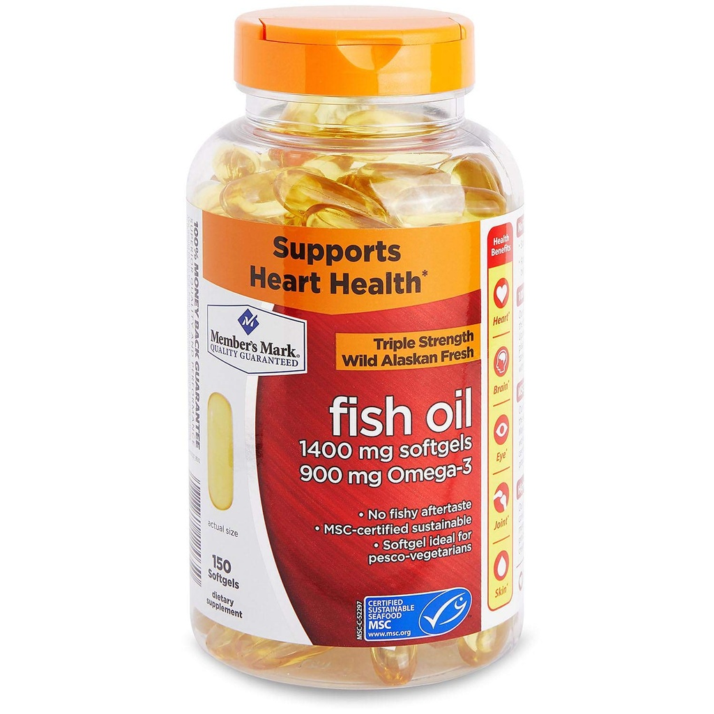 成员标记 - Omega 3,鱼油 1400 mg (900 mg EPA/DHA),肠内粘合剂,150软胶