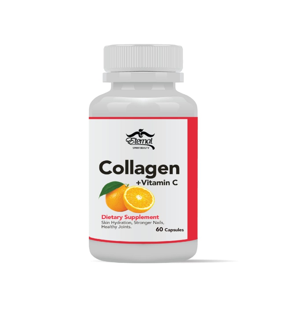 永久-Colageno Hidrolizado Con Vitamina C - Colageno Natural para La Cara Y Piel - 60 capsulas (英语).