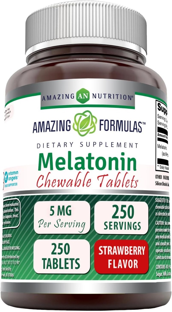 (原始内容存档于2017-07-21). Excellent Formulaments Melatonin Chewable Supplements QQ 5 Mg Perervice 250 platts (非GMO) Gluten-Free QQ 在美国制造(草莓火焰).