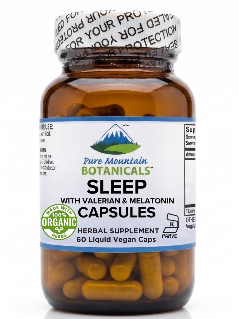 与有机瓦莱里安、香菊、激情花、骷髅、梅拉托宁、Hops & More - 60 Vegan Capsules自然睡觉