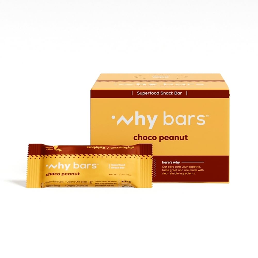 为什么Bars,蛋白质棒,巧克力花生酱,2.04 Ounce Bars(12个蛋白质棒的包装) - 蛋白质棒超级食品,Gluten Free,非转基因生物,有机,Vegan,简单成份