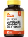 Sundance Glucosamine Chondroitin 配有 MSM 和 Turmeric 80 Caplets 配有 三重强力公式 非GMO 和 Gluten 免费补充
