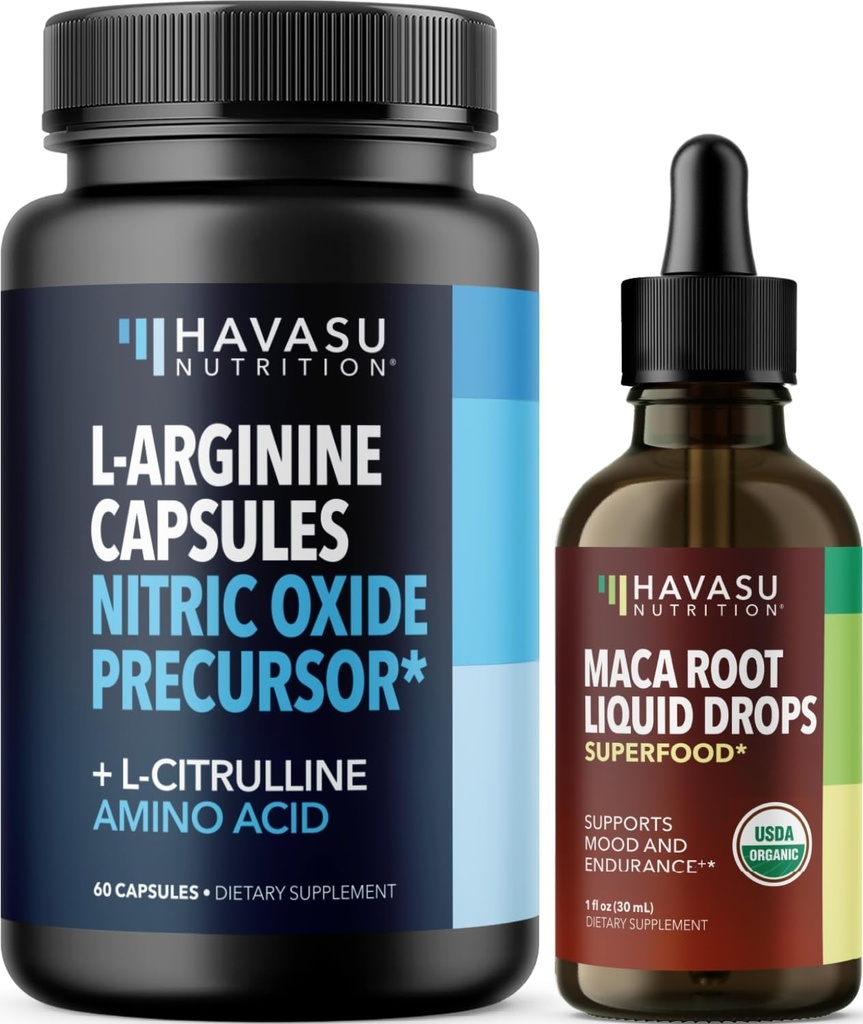HAVASU 营养有机马卡根液体滴(60枚)和L Arginine L Citrulline 补充剂(30枚)