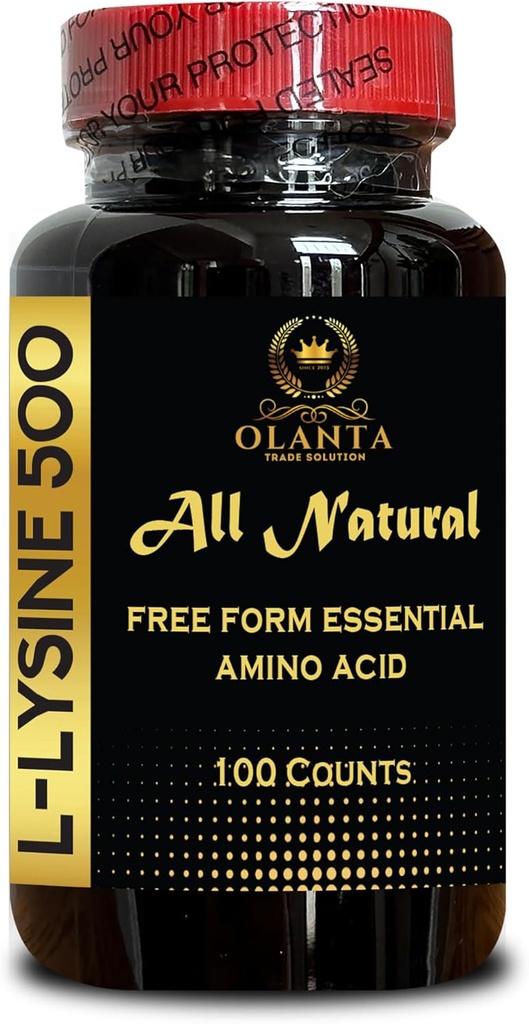 L-LYSINE 500 氨基酸 - 支持免疫健康与冷痛的赖氨酸,支持健康唇和口腔组织,健康氮平衡的基本氨基酸 - 1瓶100计