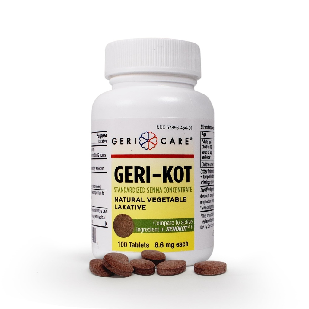 Geri-KOT Senna Laxative & Stool 软化剂平板,100ct| 天然蔬菜兴奋剂 Laxative| 平滑的鲍尔运动 Senna 平板| 快速动作, Gentle Contspital Relief * 8.6mg Sennosides Laxative
