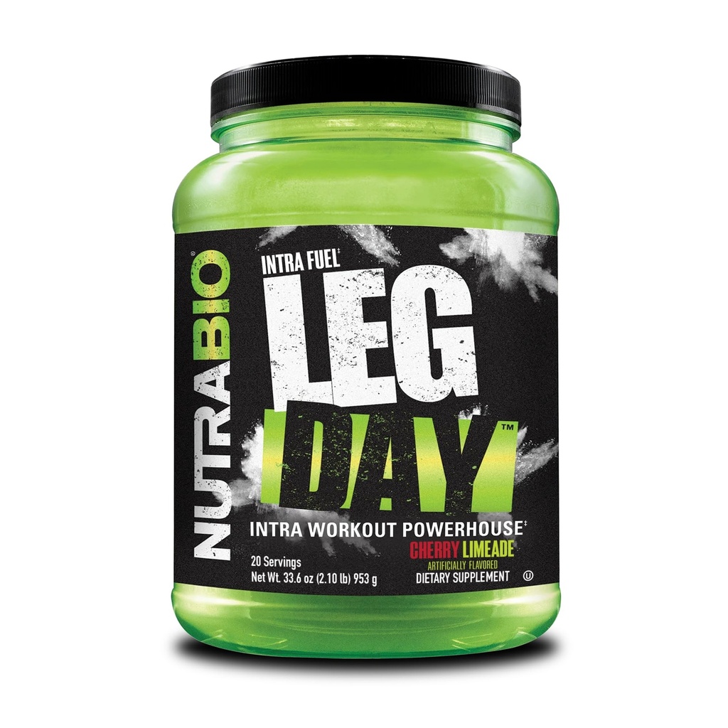 NutraBio Leg Day Intra Workout Powder – 配有集群Dextrin & Electrolytes的高级碳化物补充剂 – 配有EAAs/BCAs的碳化物 – Cyclic Dextrin 用于性能 – Cherry Lime, 20 services
