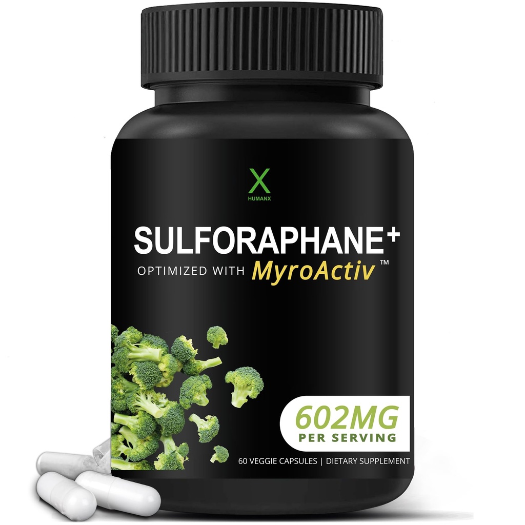 HANX Sulforapane+ 602mg - 美国 第三方测试 -- -- 硫化物与布罗科利种子提取剂和莫林加 -- -- 支持抗氧化剂生产、解毒和细胞健康 -- -- 布罗科利补充剂