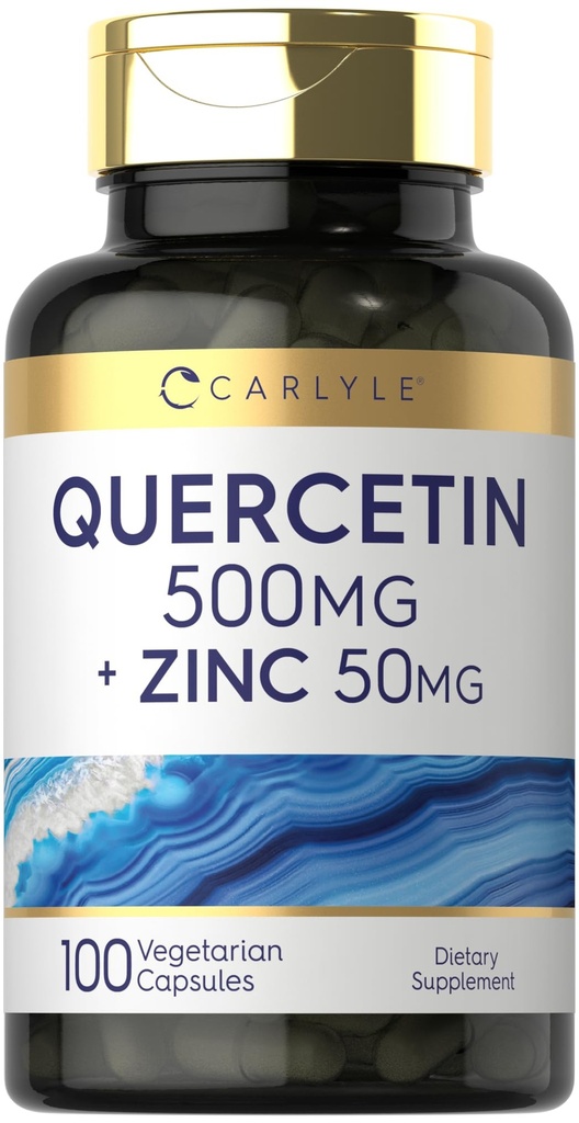 Carlyle Quercetin 500 mg Capsules + 配有 50 mg Zinc + 100 Counter + 非 GMO 和 Gluten 免费补编