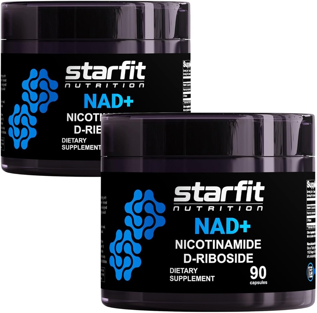 STARFIT - Nicotinamide D-Riboside(2 Pack),促进NAD+,能源与焦点补充,抗衰老细胞支持,共计180个卡普尔