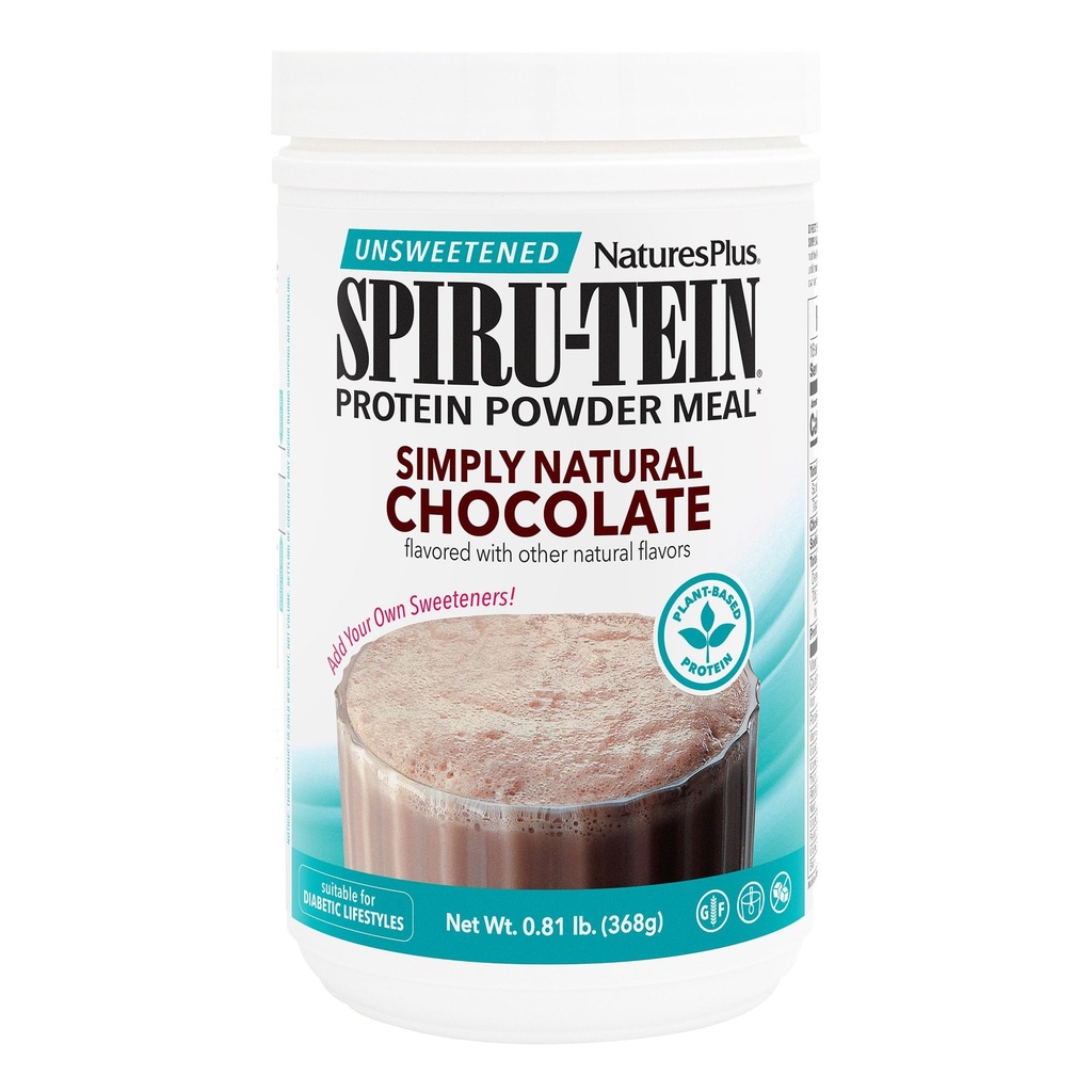 自然加 简单自然 SPIRU-TEIN 摇摆 - 未甜巧克力 - 0.82 lb 蛋白质粉 - 食品替代 - 自然能源 - 支持糖尿病生活方式 - 蔬菜,16种服务
