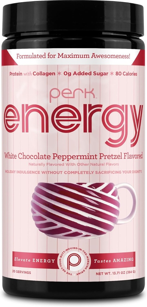 Perk Energy 原生白巧克力 辣椒薄荷 Pretzel Drink Mix (20 services) - Gluten Free, Soy Free, Palentian Free (20 services) - 白豆蔻 花生素 Free