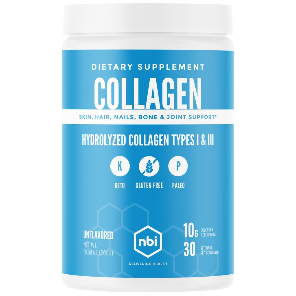 NBI 无味,Collagen Peptides 粉末,Paleo-和Keto友好型,I型和III型水解Collagen,氨基酸补充剂,乳品自由,大豆自由,Gluten Free