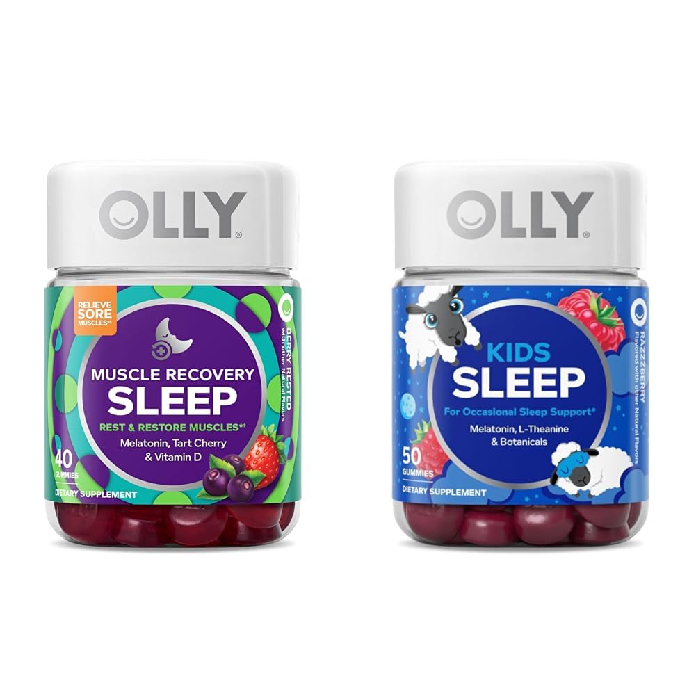 OLLY 肌肉复苏 睡眠 Gummys与塔特樱桃, 40个伯爵和孩子们 睡眠 Gummy with Melatonin, Chamomile, 50个伯爵