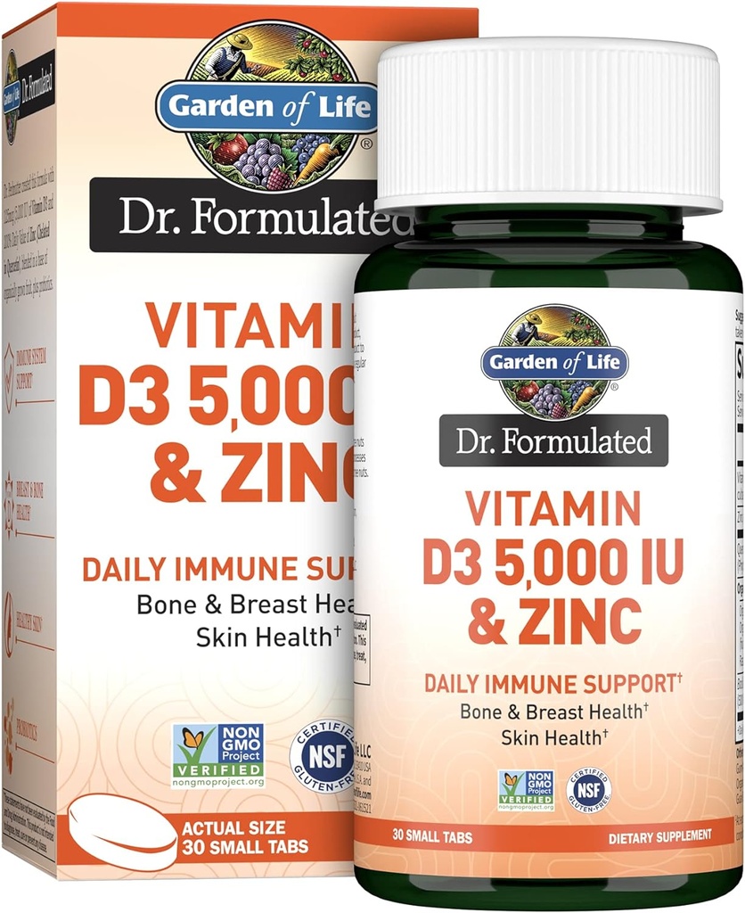 生活花园 Quercetin Zinc Once Daily Immune支持补充维生素D3用于骨骼健康,乳房健康与皮肤健康 — Dr Produleted — Gluten Free, Non GMO — 30 Mini Tabs
