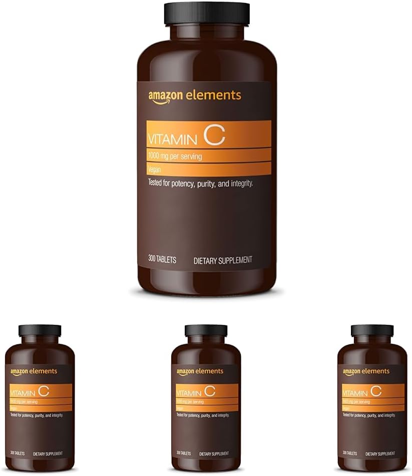 维生素C 1000mg,支持健康免疫系统,Vegan,300平板,10个月供应(4包)