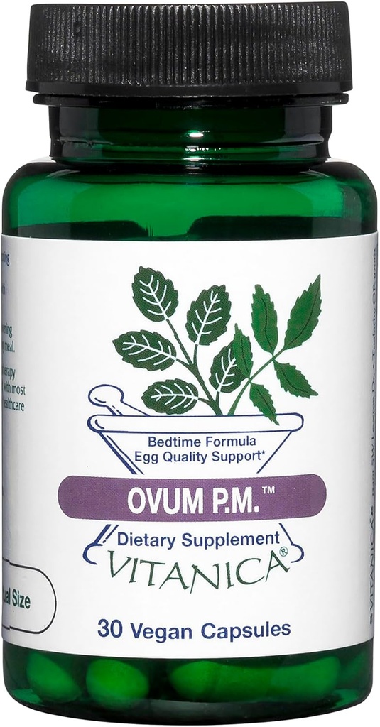 Vitanica Ovum P.M. - 用维生素D3,Alpha Lipoic Acid & Melatonin提供鸡蛋质量支持 - 与Ovum A.M.合作最好 - 草药对妇女健康的补充 - Pro Logo - 30 Vegan Caps