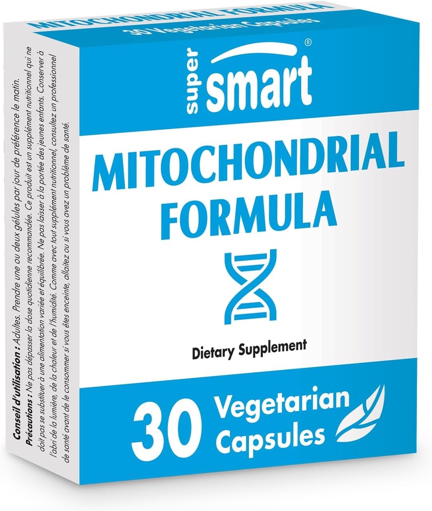 SuperSmart - Mitochondrial公式(高级公式) - 带有PQQ,R-液酸,乙酰-L-Carnitine - Mitochondrial 补编 QQ Non-GMO & Gluten Free - 30 蔬菜卡普尔