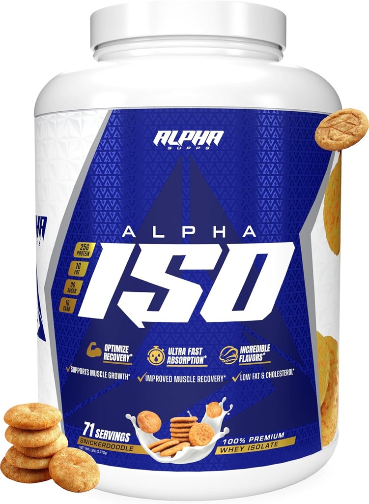 Alpha Supps ISO, 低卡 100% Whey 蛋白质隔离粉, 25格拉姆/ 服务, 帮助支持肌肉生长, 低糖和无胶(Snicker Doodle, 5 lb)
