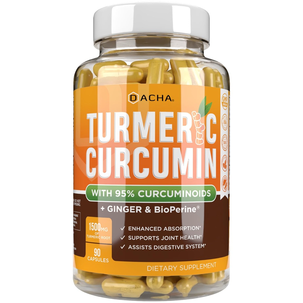 DACHA Tummeric Crucumin 补编 - 2250mg 联合支助补编 黑色辣椒姜 95% Crucuminoids Capsules