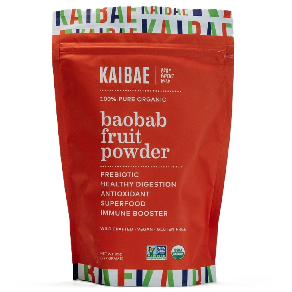 KAIBAE Premium Organization Baobab Powder I Prebiot Gut Health, 间歇性快餐, 豁免, 水分 维生素 C, 多酚, 矿物 → 纤维补充 → 8 oz.