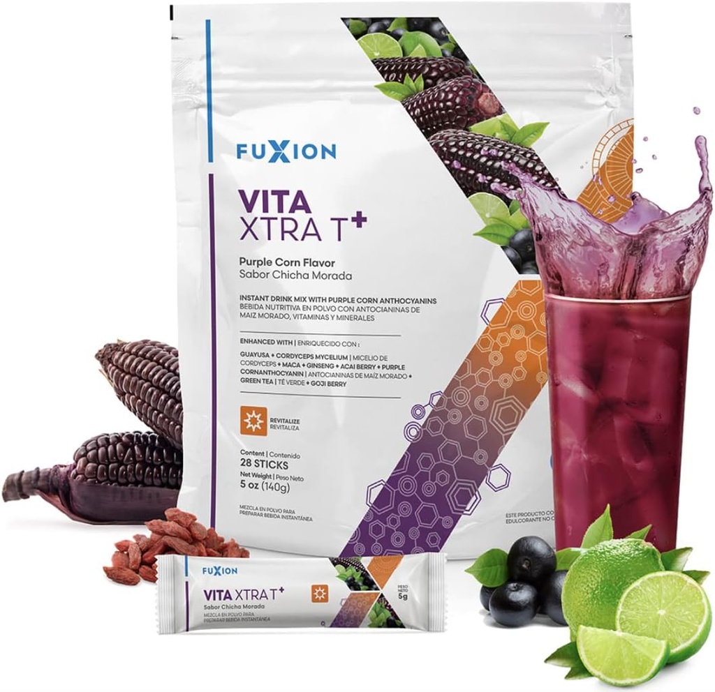 FuXion 健美保健-Fuxion Vita Xtra T,天然咖啡因能源饮料,所有天然草药和天然能源食品(Vita Xtra T,28棒)