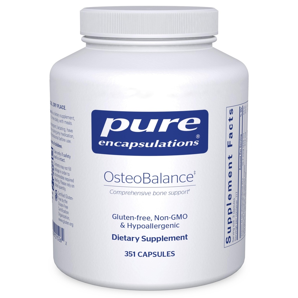 纯封装 OsteoBalance → 假封装补充物,以促进钙吸收和加强健康骨矿化 * → 351 Capsules