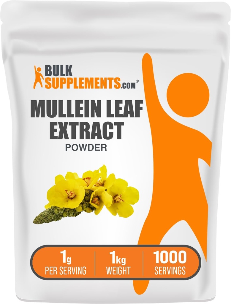 Bulk Assupports.com 穆莱因叶片摘录 - Verbascum Thapsus, 穆莱因补编 - 草药支持补充 - Gluten Free, 1 g/ service, 1kg (2.2 lbs) (pack of 1).