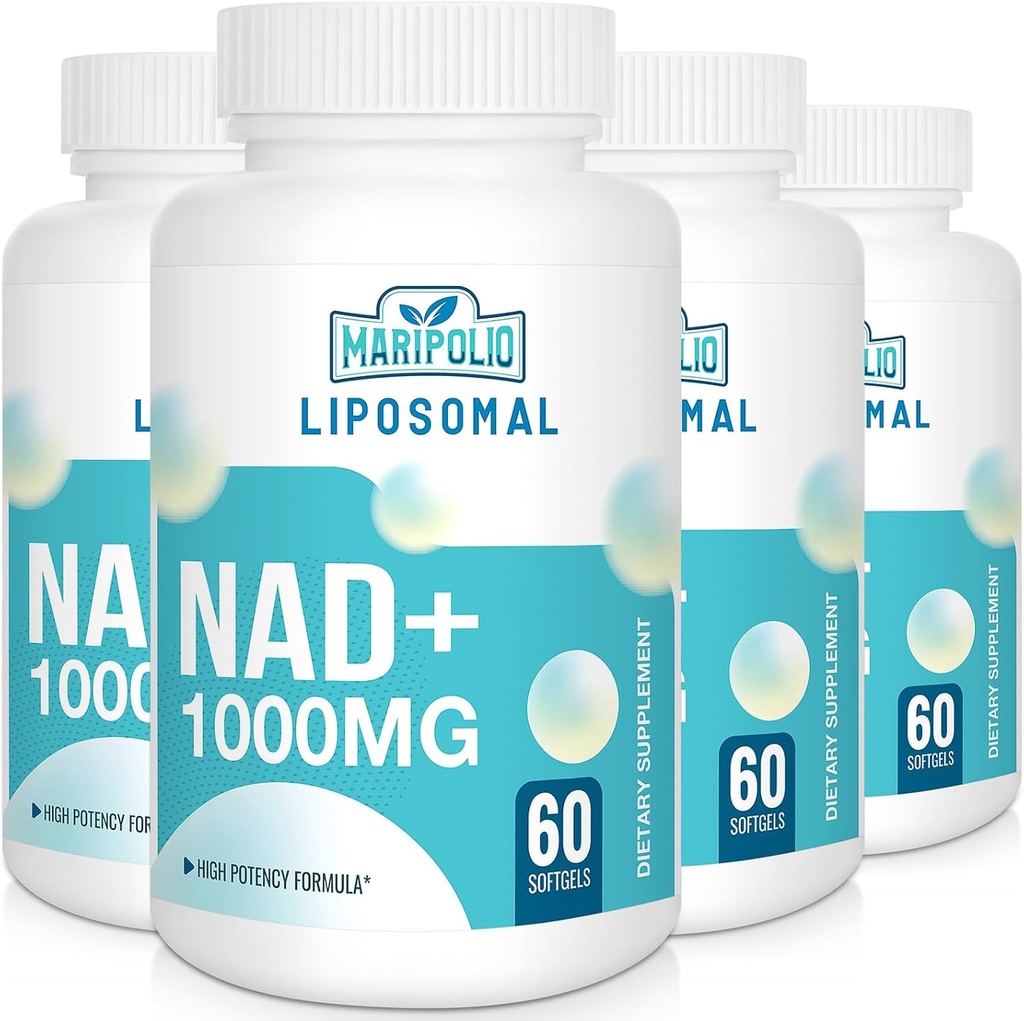 Liposomal NAD+ Supplement 1000 mg → 最高 NAD Pontecy → 最大吸收 → 纯 NAD Supplement → 能源和DNA修复,老化防御,大脑功能 → 240软胶