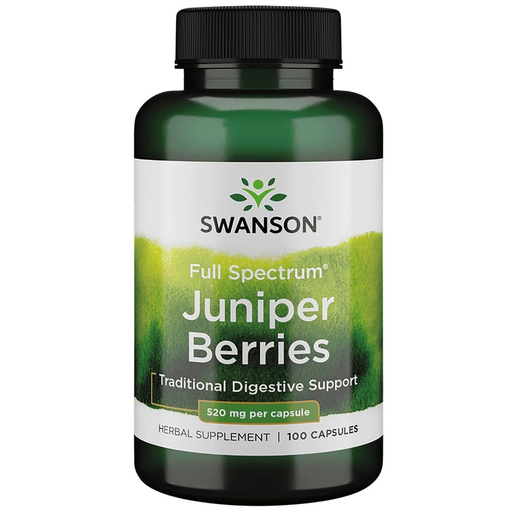 Swanson Juniper Berries 消化系统 健康纤维 草药补充剂 520 mg 100 Capsules (Caps)