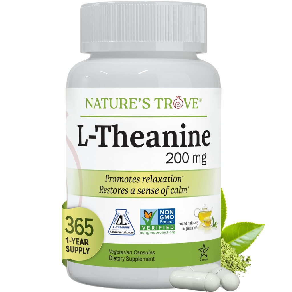 大自然的Trove L-Theanine 200mg 超值大小 - 365 蔬菜卡普尔