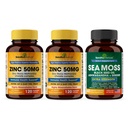 Sandhu Herbals Zinc 50mg & Sea Moss Black Seed Oil Ashwagandha Ginger Burdock Root Supplement for Men & Women| Made in USA