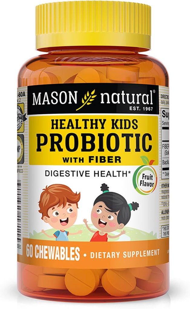 MASON NATURAL 健康儿童与Fiber -- -- 健康消化功能,改善口腔健康,60种可口食品
