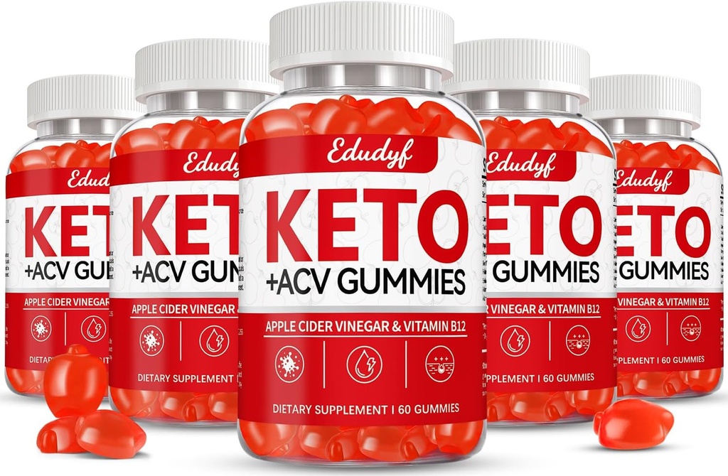 Keto ACV Gummys, Gluten & Sugar Free Apple 苹果苹果苹果苹果苹果醋补充剂 男和女-300 Gummys(1500毫克-5包)