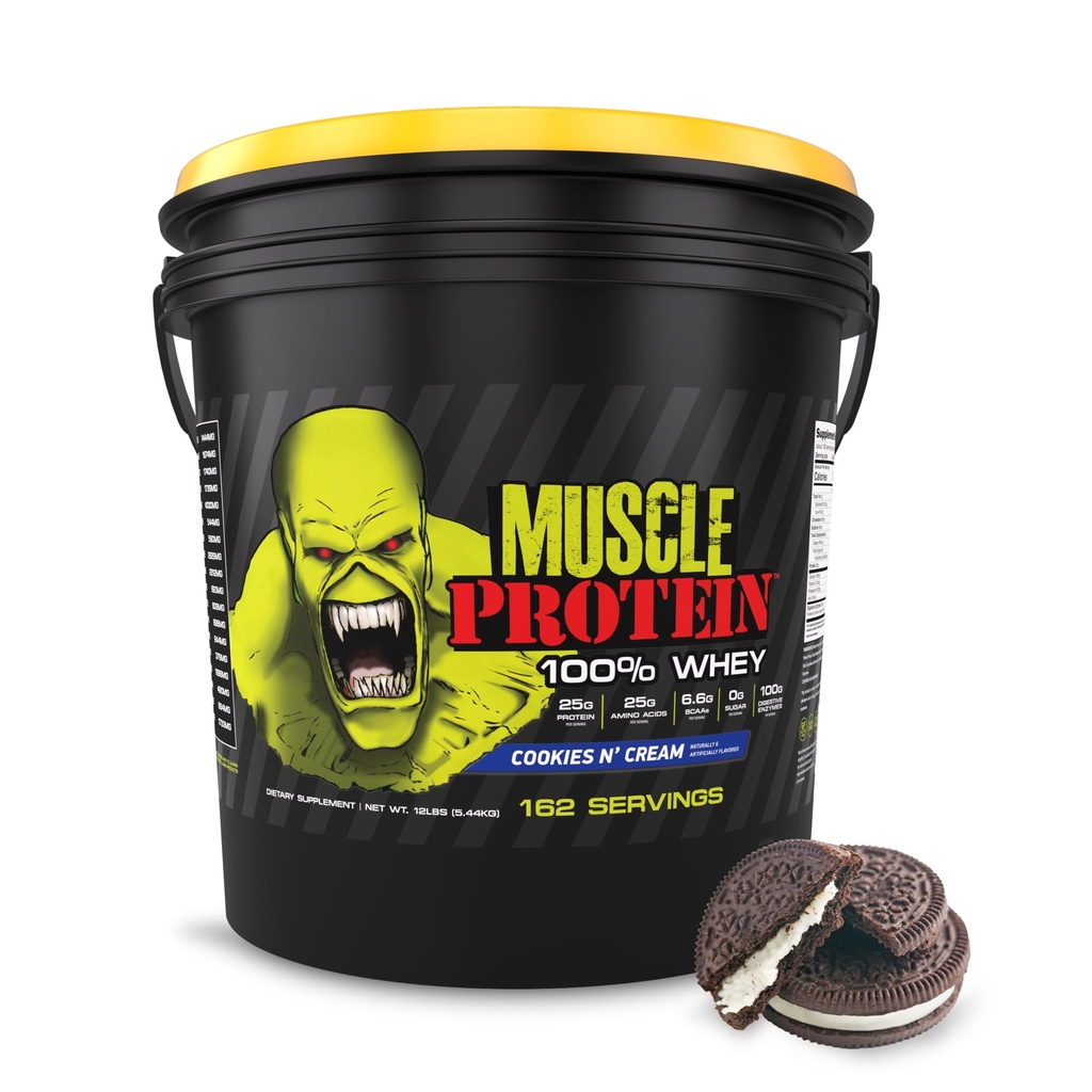 COLOSSAL LABS 肌肉蛋白质活性蛋白粉,25,000mg 氨基酸/服务,冷滤(包装 May Vary)(12英镑(Bucket),饼干和奶油)
