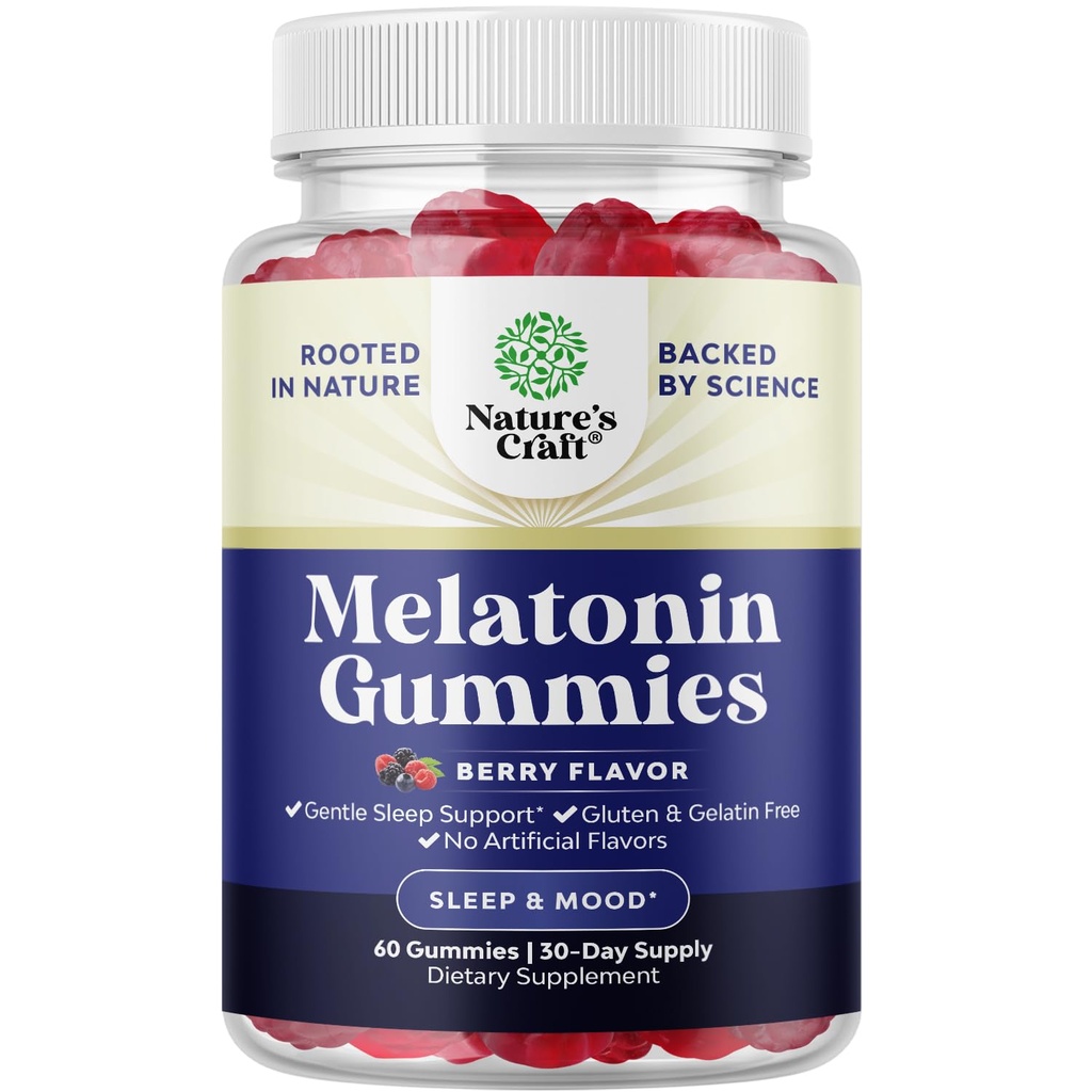 Melatonin 5 mg自然 - Gelatin Free and Halal Melatonin Gummys 5 mg 成人睡眠补充 - Berry Sleep Gummys 成人堕落睡眠快速与自然火焰和颜色60ct