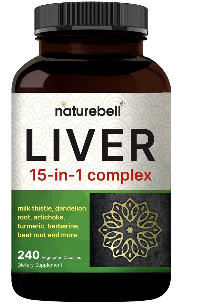肝15-in-1 综合体, 240 Veggie Capsules | Herbal & Mineral Blend - 牛奶硝酸盐, 丹德利翁根, Artichoke, Black Currant Oil, Turmeric, Chicory, Zinc, Choline, & More | N-GMO