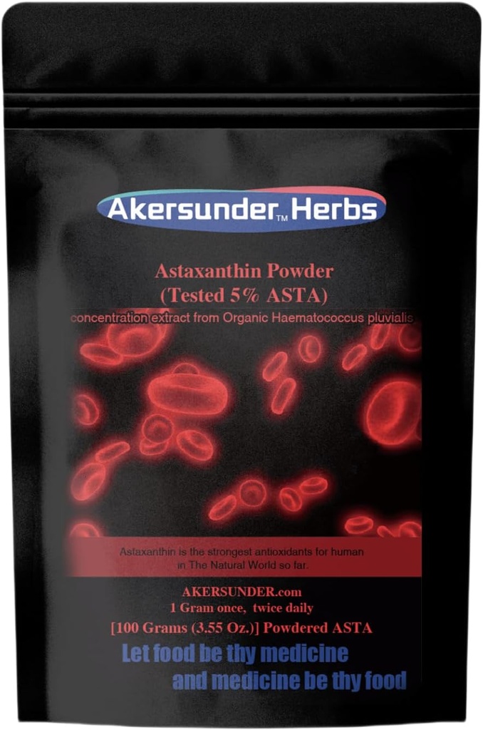 纯Haematococcus pluvialis 提取粉末,100克,astaxanthin(ASTA) > 5%,最强抗氧化剂补充剂
