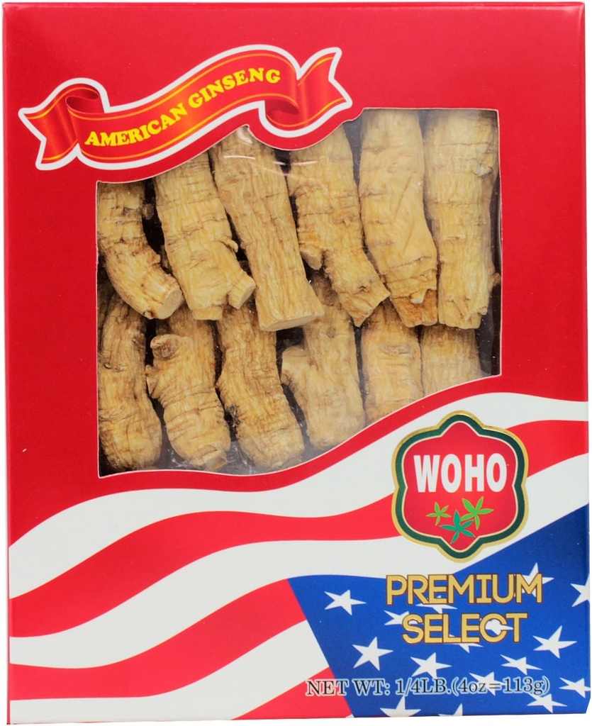 Woho American Ginseng Root 半矮大块(# 131.4) 4 oz 盒