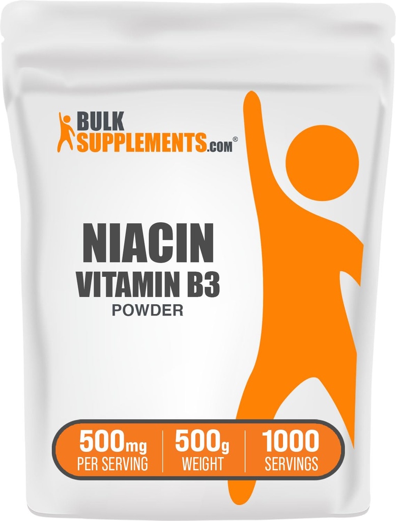 Bulk Assupports.com 尼亚金粉 - 维生素B3 补充剂 尼亚金500mg - 尼亚金Flush 尼亚金与Flushing - 格卢滕自由,每服500mg 尼亚金,500g(1.1磅)(一包)