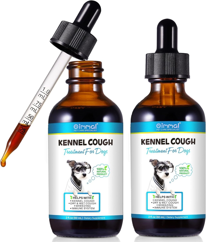 Kennel Cough for Dogs - Kennel Cough 治疗,天然 cough 补充 狗, Gentle Dog 摄入救济,液态狗过敏救济(2 Fl Oz (Pack of 2)).